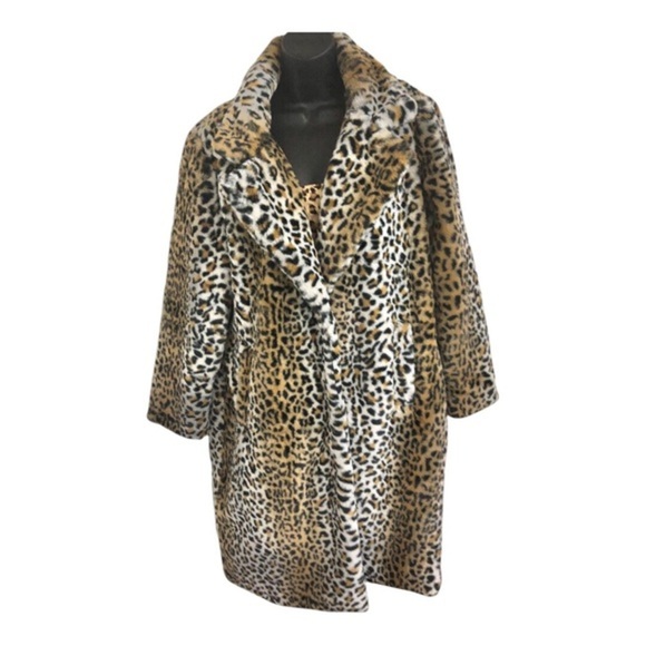 Stoosh glamorous diva cheetah spotted leopard print luxe faux fur coat size L - Picture 11 of 12